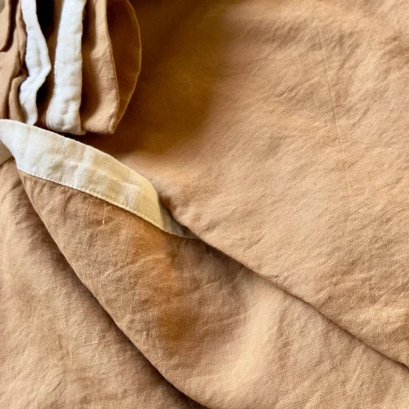 NWOT - Quince, European Linen Contrast Flange Duvet Cover - Sunset/Ivory - Queen - Picture 5 of 8